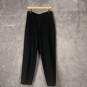 Pilar Rossi Dress Pants Womens 10 Black Wool Lined Straight Leg Pockets Ribbed